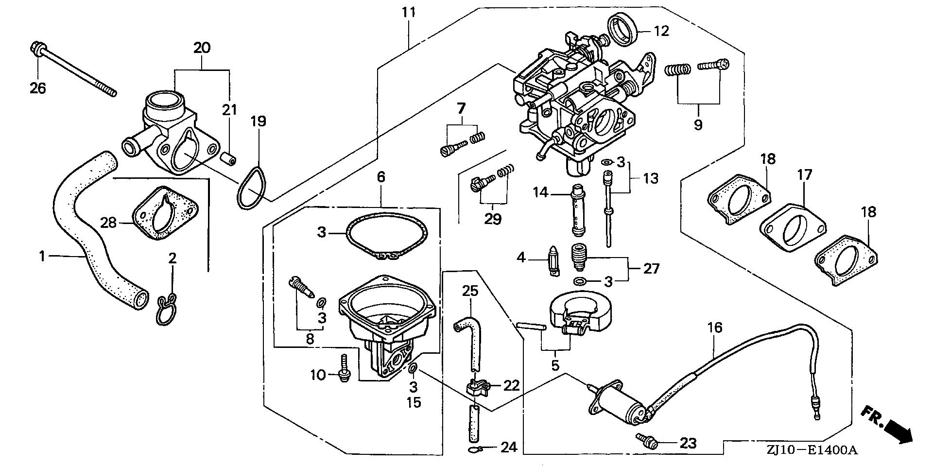 Parts for Engines GX GX620 GX620 QAF2 GCAD-1000001-1999999 CARBURETOR ...